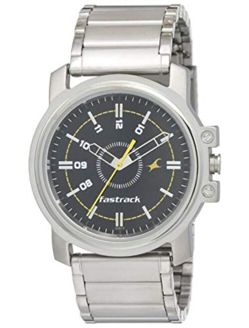 Fastrack Men's Casual Wrist Watch with Analog Function, Quartz Mineral Glass, Water Resistant with Silver Metal Strap/Leather Strap