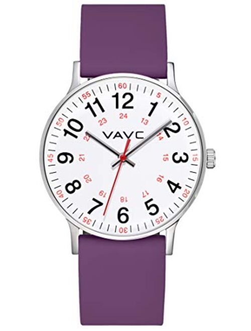 VAVC JE8272 Nurse Watch for Medical Students,Doctors,Women with Second Hand and 24 Hour. Easy to Read Watch