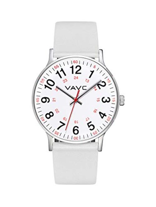 VAVC JE8272 Nurse Watch for Medical Students,Doctors,Women with Second Hand and 24 Hour. Easy to Read Watch