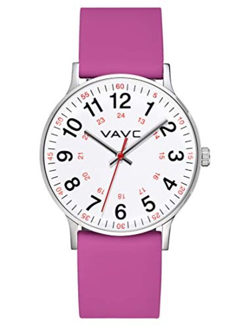 VAVC JE8272 Nurse Watch for Medical Students,Doctors,Women with Second Hand and 24 Hour. Easy to Read Watch