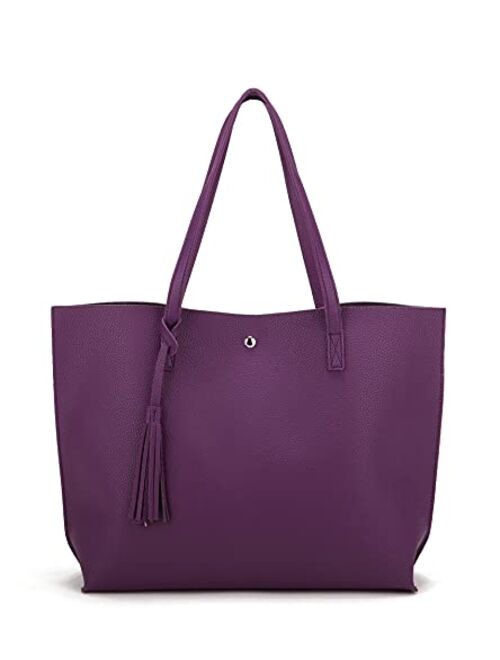 Nodykka Women Tote Bags Top Handle Satchel Handbags PU Faux Leather Tassel Shoulder Purse