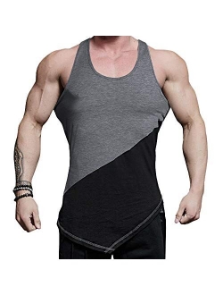 URRU Men's Gym Tank Tops Workout Muscle Athletic Running Training Bodybuilding Fitness Shirts