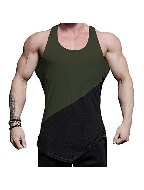 URRU Men's Gym Tank Tops Workout Muscle Athletic Running Training Bodybuilding Fitness Shirts