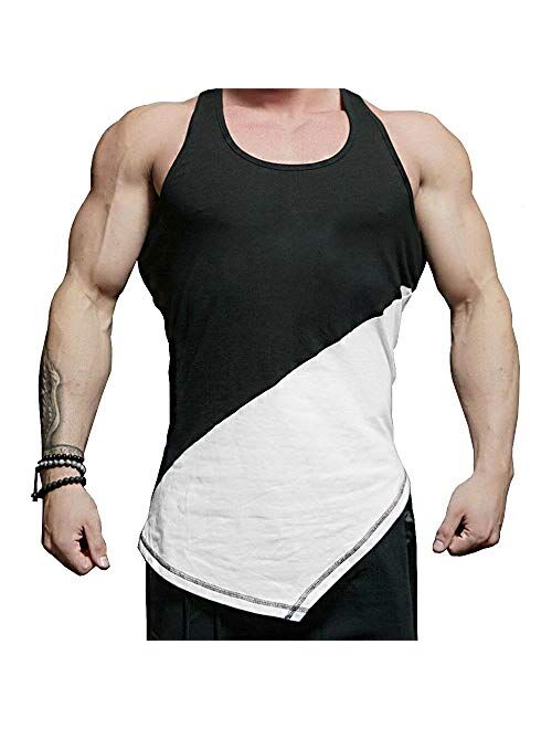 URRU Men's Gym Tank Tops Workout Muscle Athletic Running Training Bodybuilding Fitness Shirts