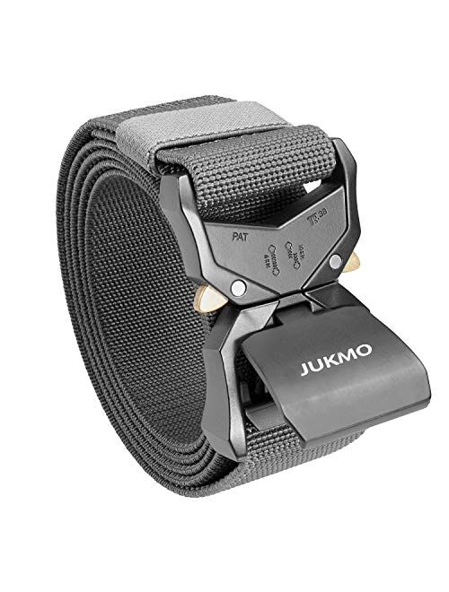 JUKMO Tactical Belt, Military Style Rigger 1.5 Inches Nylon Webbing Belt with Heavy-Duty Quick-Release Buckle