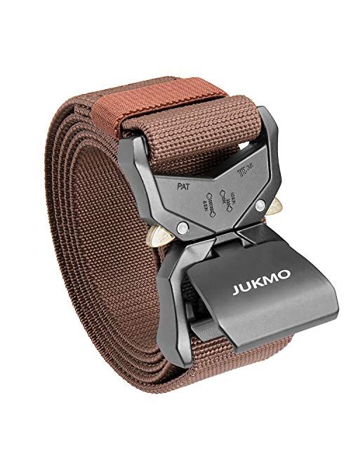 JUKMO Tactical Belt, Military Style Rigger 1.5 Inches Nylon Webbing Belt with Heavy-Duty Quick-Release Buckle