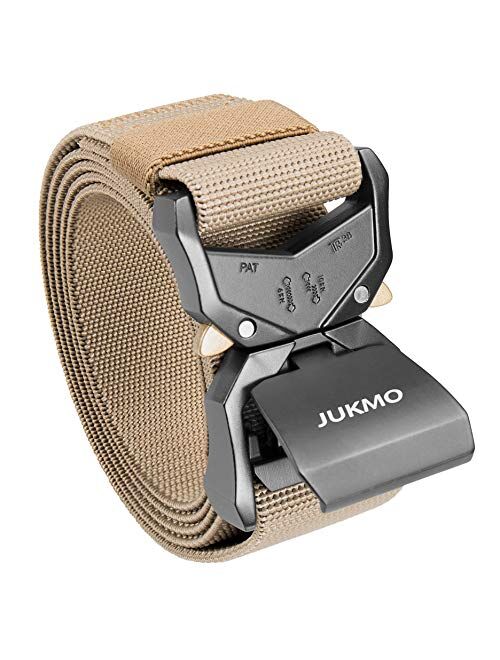 JUKMO Tactical Belt, Military Style Rigger 1.5 Inches Nylon Webbing Belt with Heavy-Duty Quick-Release Buckle