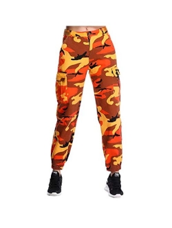 ZODLLS Women's Camo Pants Cargo Trousers Cool Camouflage Pants Elastic Waist Casual Multi Outdoor Jogger Pants with Pocket