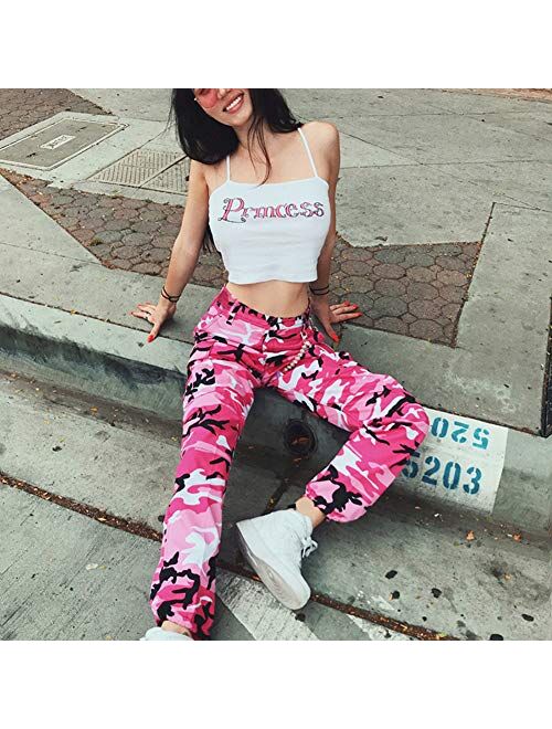 Amazon.com: Vaceky Camo Cargo Pants for Women Zipper High Waist Pink  Camouflage Straight Leg Casual Trousers with Pocket : Clothing, Shoes &  Jewelry