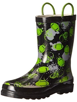 Boys Waterproof Printed Rain Boot with Easy Pull On Handles