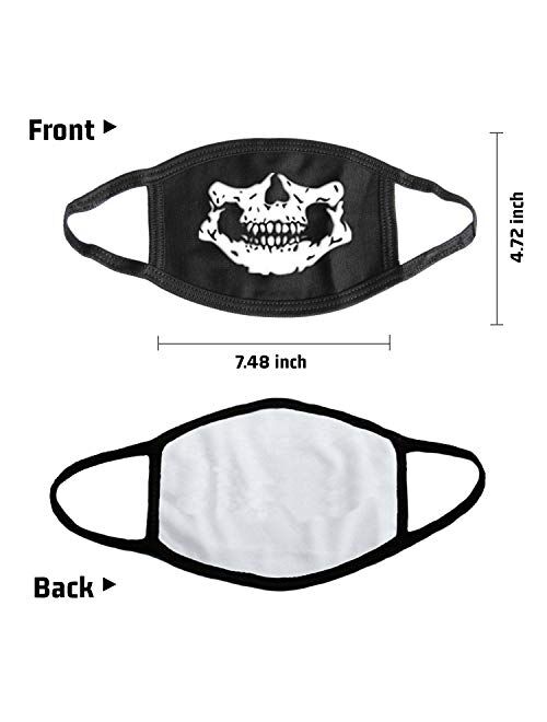 5PCS Fashion Face Protection, Adults Reusable Cotton Facial Protection with Skull Printed, Men Women Washable Face Protection Breathable Adjustable Face Bandanas