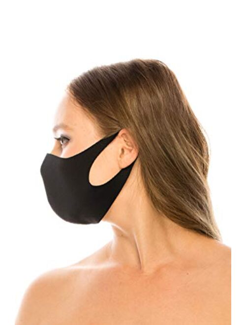 unik Cloth Face Covers, Economy Pack of 4, Thin Breathable Single Layer, Washable, Reusable Mask, Unisex, Laser Cut - Black