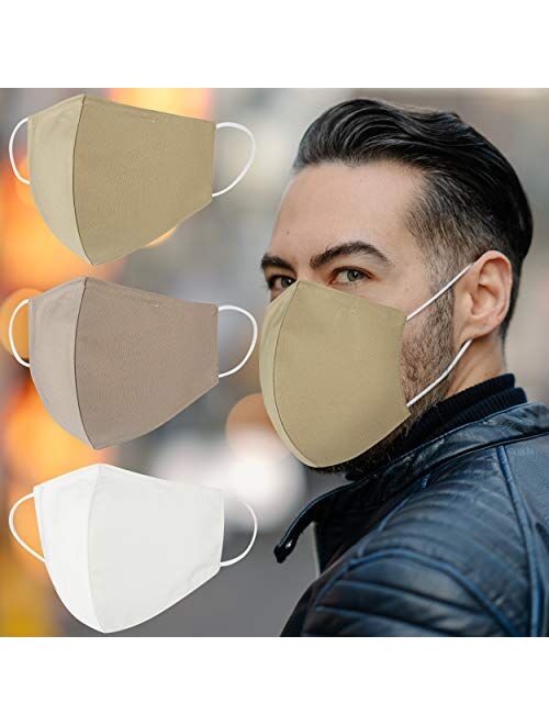 3 Pieces X 1 Pack Water Repellent Face Masks 3D Design Professional Quality, Clean-Finished Fashion Fabric Face Covering Adjustable Nose Wire, American Size (10" x 5.5")