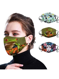 Women Men Face Bandanas With Floral Exotic Printed with Adjustable Earloop Face-Macks
