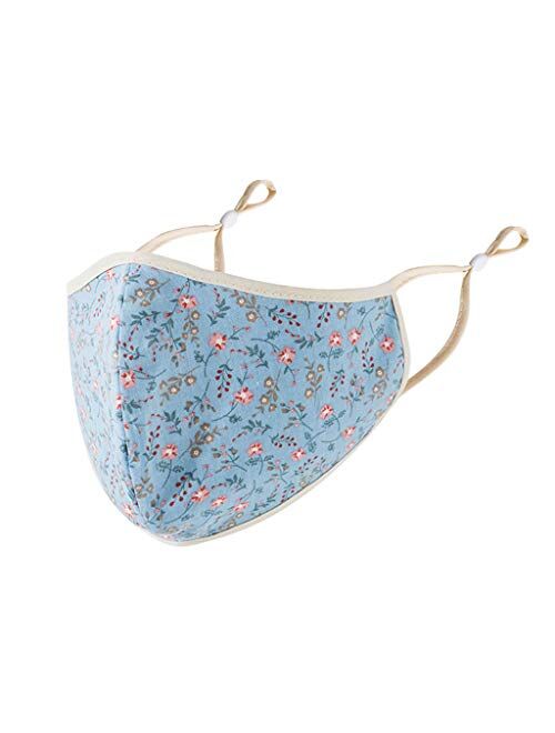 Women Men Face Bandanas With Floral Exotic Printed with Adjustable Earloop Face-Macks