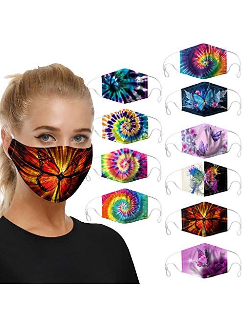 Womens Reusable Washable Face Bandanas Covers, Cute Printed Face Guard Anti Pollution Dust Free Mouth Scarf