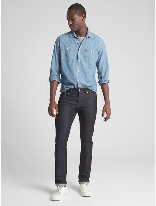 selvedge skinny jeans with gapflex