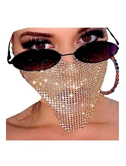 Barode Sparkly Rhinestone Mask Chain Crystal Masquerade Masks for Women