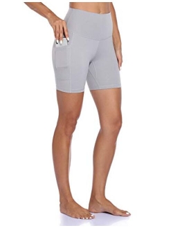 Women's High Waisted Yoga Shorts with Pockets 6" Inseam Workout Biker Shorts