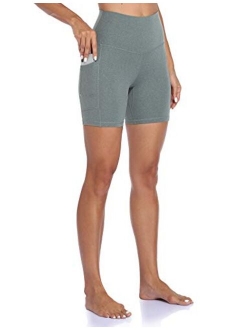 Women's High Waisted Yoga Shorts with Pockets 6" Inseam Workout Biker Shorts