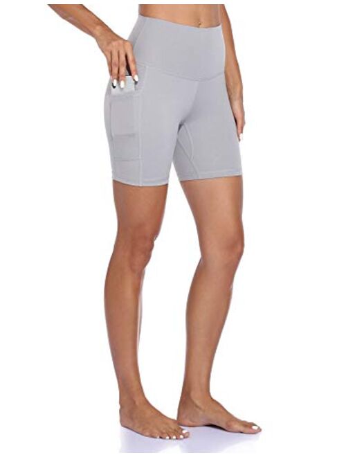 Colorfulkoala Women's High Waisted Yoga Shorts with Pockets 6" Inseam Workout Biker Shorts