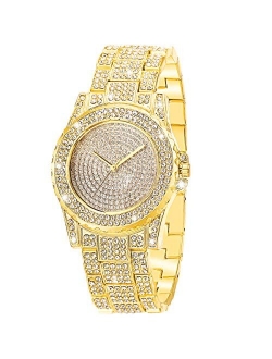 ManChDa Luxury Ladies Watch Iced Out Watch with Quartz Movement Crystal Rhinestone Diamond Watches for Women Stainless Steel Wristwatch Full Diamonds