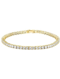 14K Gold Plated Cubic Zirconia Classic Tennis Bracelet | Gold Bracelets for Women | Size 6.5-7.5 Inch