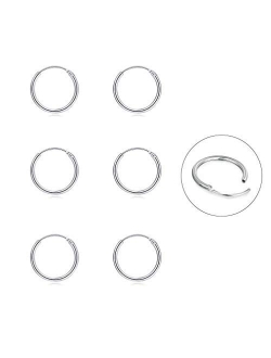 Silver Hoop Earrings- Cartilage Earring Endless Small Hoop Earrings Set for Women Men Girls,3 Pairs of Hypoallergenic 925 Sterling Silver Tragus Earrings Nose Lip Rings (