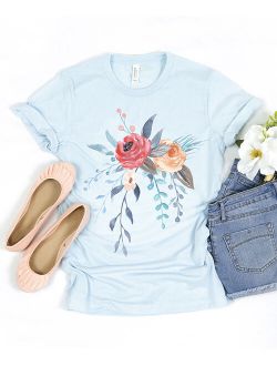 Party On! | Ice Blue Floral Boyfriend Tee - Women