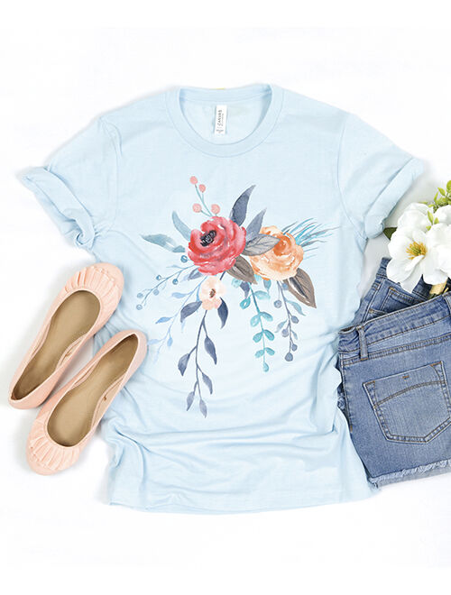 Party On! | Ice Blue Floral Boyfriend Tee - Women