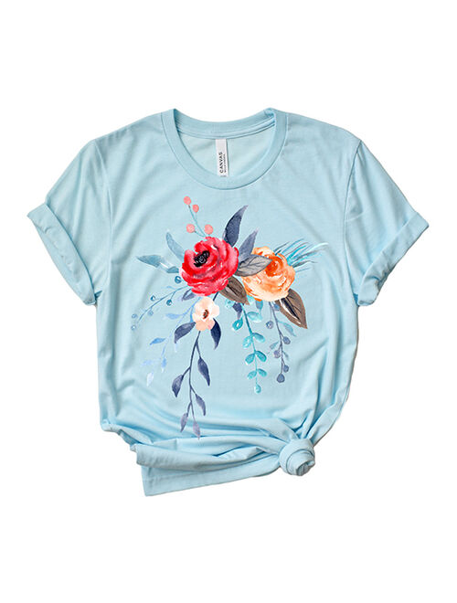 Party On! | Ice Blue Floral Boyfriend Tee - Women