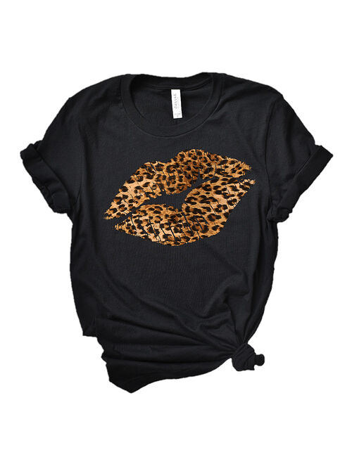 Party On! | Black & Beige Leopard Kiss Boyfriend Tee - Women