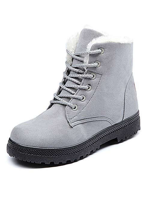 Susanny Suede Flat Platform Sneaker Shoes Plus Velvet Winter Women's Lace Up Cotton Snow Boots