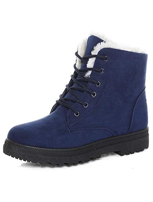 Susanny Suede Flat Platform Sneaker Shoes Plus Velvet Winter Women's Lace Up Cotton Snow Boots