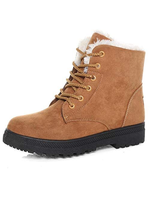 Susanny Suede Flat Platform Sneaker Shoes Plus Velvet Winter Women's Lace Up Cotton Snow Boots