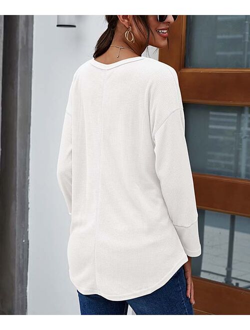 La Mode | White Long-Sleeve V-Neck Tunic - Women