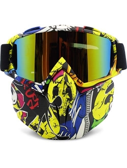 Motorcycle Helmet Goggles Removable Face Mask, PP PICADOR Detachable Motocross Motorbike Goggles UV Protective Adult Man