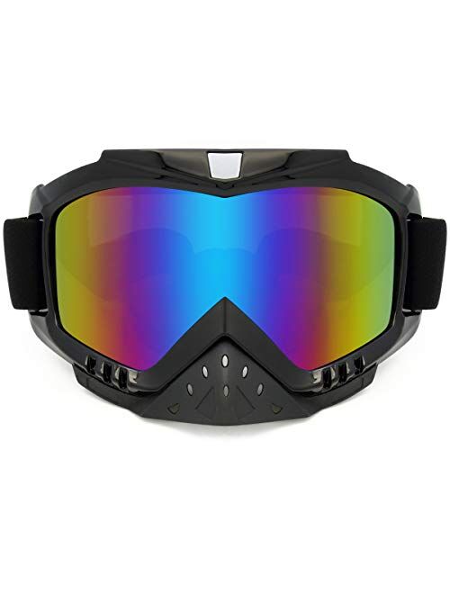 Motorcycle Helmet Goggles Removable Face Mask, PP PICADOR Detachable Motocross Motorbike Goggles UV Protective Adult Man