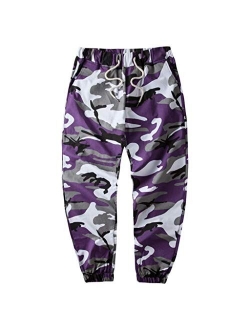 HANQIU Mens Camo Joggers Pants Drawstring Casual Camouflage Jogger Sweatpants Sport Stretch Trousers Slim fit