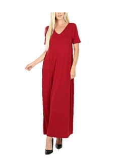 Zenana Women's Premium Casual Long Relaxed Loose T-Shirt Maxi Dress with Half Sleeves and Pockets (S-3XL)