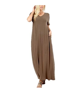 Zenana Women's Premium Casual Long Relaxed Loose T-Shirt Maxi Dress with Half Sleeves and Pockets (S-3XL)