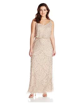 Women's Plus-Size Long Beaded Gown