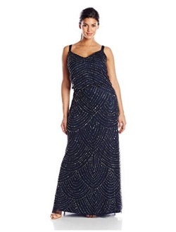 Women's Plus-Size Long Beaded Gown