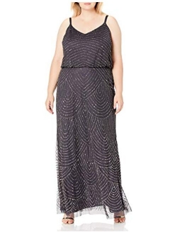 Women's Plus-Size Long Beaded Gown