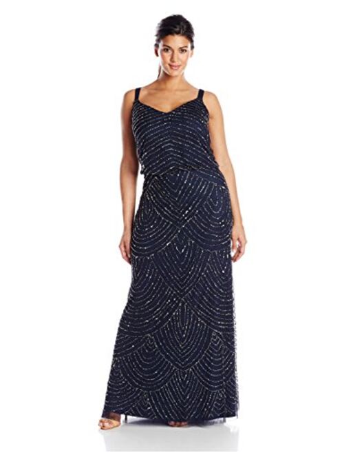 Adrianna Papell Women's Plus-Size Long Beaded Gown