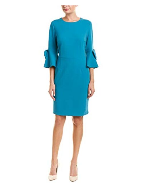 Donna Morgan Women's 3/4 Bell Sleeve Shift Dress with Bow Detail