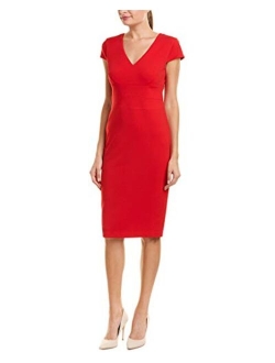 Women's Cap Sleeve Stretch Crepe Sheath Dress