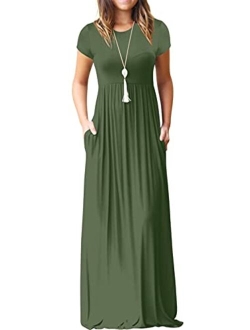 Women's Long Sleeve Loose Plain Maxi Dresses Casual Long Dresses with Pockets