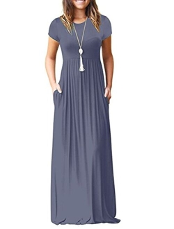 Women's Long Sleeve Loose Plain Maxi Dresses Casual Long Dresses with Pockets