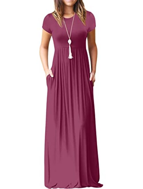 GRECERELLE Women's Long Sleeve Loose Plain Maxi Dresses Casual Long Dresses with Pockets